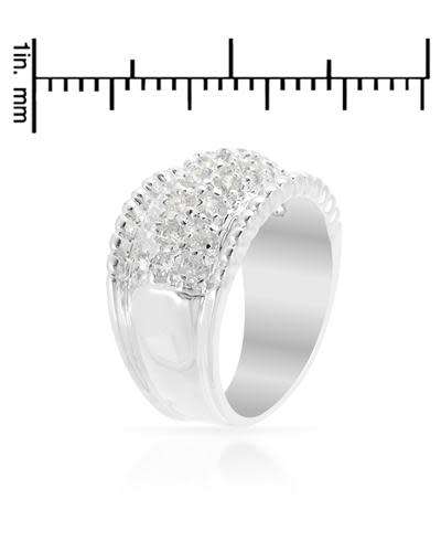 Broad Band CZ Ring in Silver- Size 8