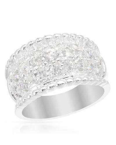 Broad Band CZ Ring in Silver- Size 8