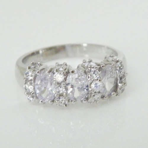 Oval Trilogy Cluster CZ Ring - Size 8/9