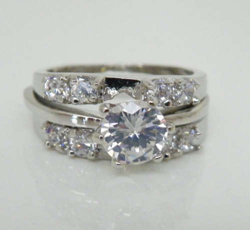 Simulated Diamond Wedding Set- Size 8