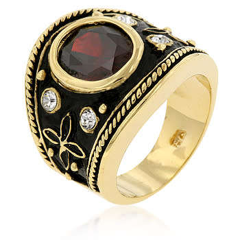 **Eastern Luster Garnet Cocktail Ring**Size 6