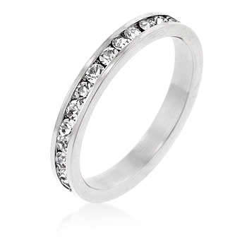 Clear Round cut cubiczirconia 3mm Eternity band- Size 7/9/10