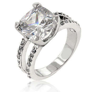 5.14ctw Cubic Zirconia Ascher Cut Engagement Ring- Size 5-10