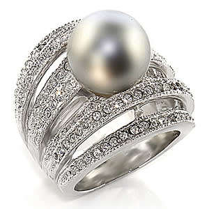 Grey Shell Pearl Dress Ring- 9