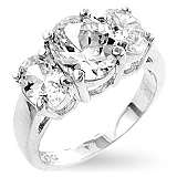 Simulated Diamond Trilogy Ring in 925 Sterling Silver -Size 8-9
