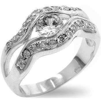 Simulated Diamond Engagement Ring in 925 Sterling Silver- Size 9