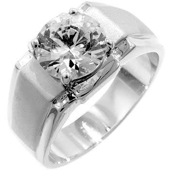 Cubic Zirconia unisex costume ring with matt finish- Size 12