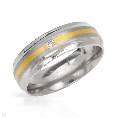 0.02ctw Diamond Titanium Wedding Band- Size 7