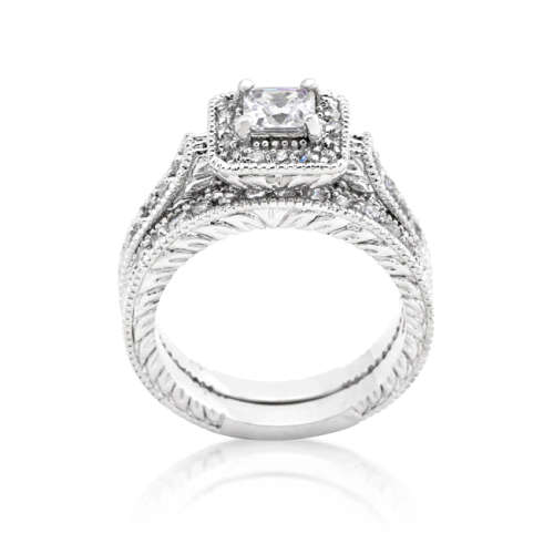 0.73ctw Princess Cut 2 Piece Wedding Set- Size 6-10