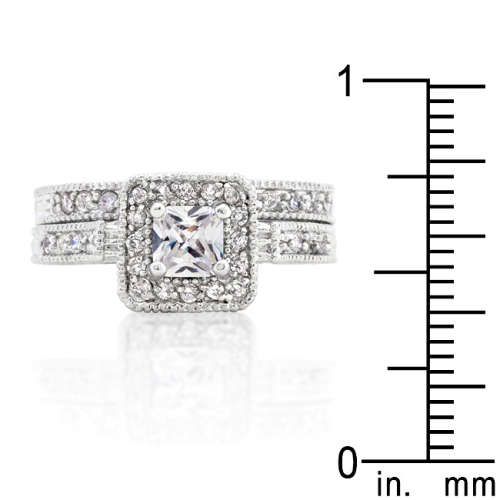 0.73ctw Princess Cut 2 Piece Wedding Set- Size 6-10