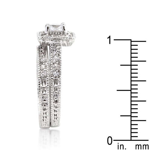 0.73ctw Princess Cut 2 Piece Wedding Set- Size 6-10