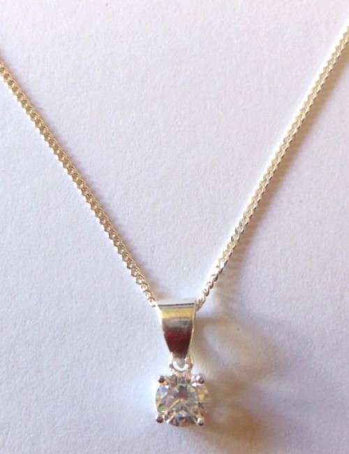 0.5ctw CZ Pendant with Necklace in Silver