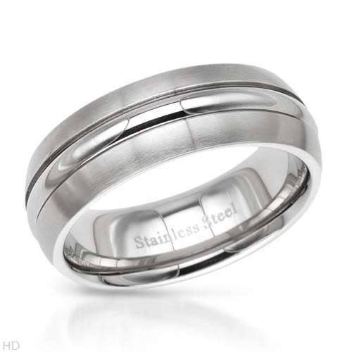 Men`s Metallic Stainless Steel Wedding Band- Size 10