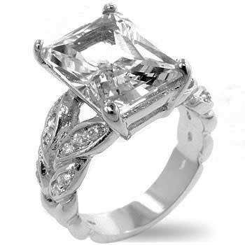 Emerald Cut Costume Engagement Style Ring- Size 8/10