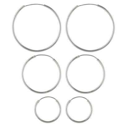 3 Pairs of 925 Sterling Silver Tube Earrings in different sizes