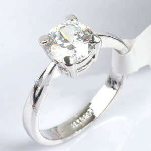 1ct CZ Solitaire Ring Size N-R