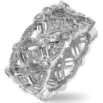 Baguette Cubic Zirconia Costume Eternity Wedding Band- Size 7