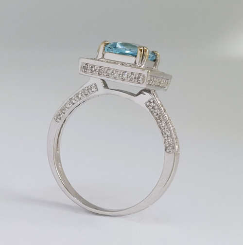 1.25ct Sky Blue Topaz and Diamond Ring