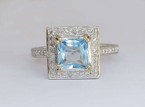 1.25ct Sky Blue Topaz and Diamond Ring