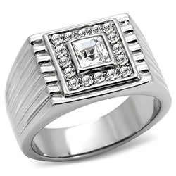Men`s Stainless Steel Ring with Austrian Crystals- Size 10