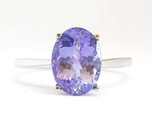 2.48ct Oval Tanzanite Solitiare Ring in 9K White Gold