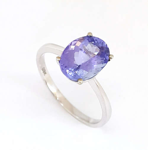 2.48ct Oval Tanzanite Solitiare Ring in 9K White Gold