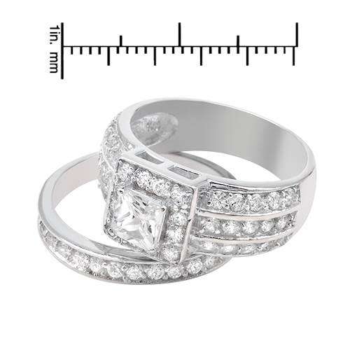 3.80ctw CubicZirconia Wedding Set in 925 Sterling Silver- Size N