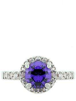 Simulated Tanzanite & Diamond ring Size 10