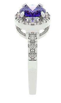 Simulated Tanzanite & Diamond ring Size 10