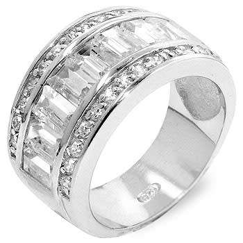 925 Sterling Silver Simulated Diamond Band-Size 9-10