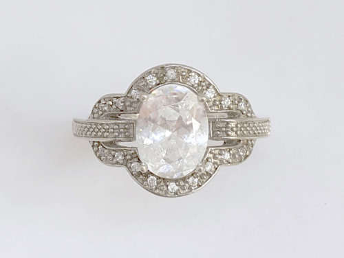 *CD DESIGNER JEWELRY*2.09ctw CZ Engagement Ring in 925 Sterling Silver*Size P*