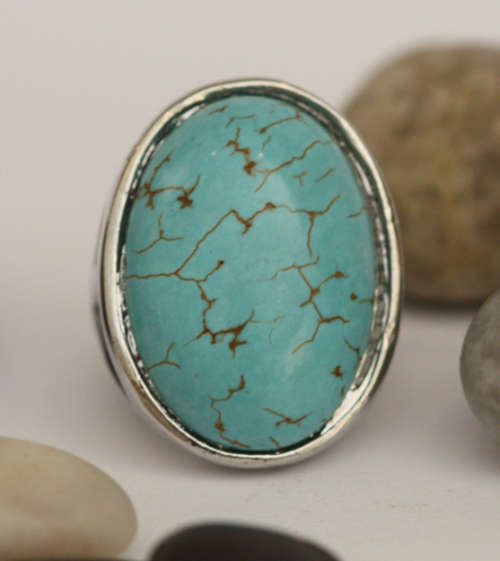 Funky Fashion Turquoise Dress Ring- Size 9