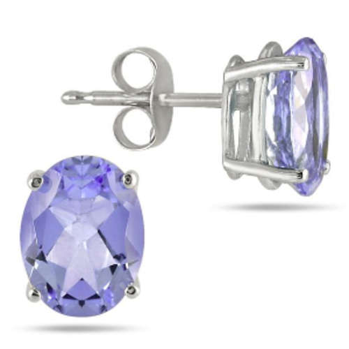 1.00ct Oval Tanzanite Stud Earring in Sterling Silver