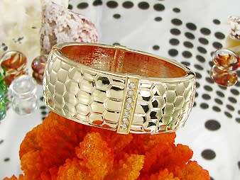 Gold Plated Clip on Rhinestone Crystal Bangle