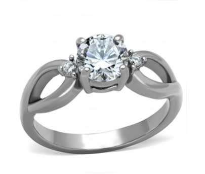 0.81ctw Clear CZ Stainless Steel Engagement Ring*Size L/N/P/8/9/10
