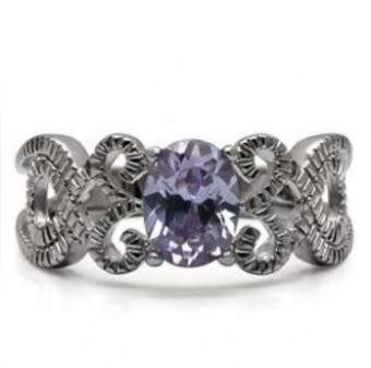 1.25ct Purple CZ Stainless Steel Band- Size J-R