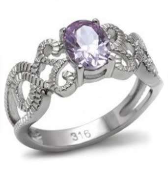 1.25ct Purple CZ Stainless Steel Band- Size J-R