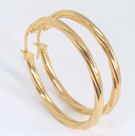 25mm 9ct Yellow Gold Twist Hoop Earrings