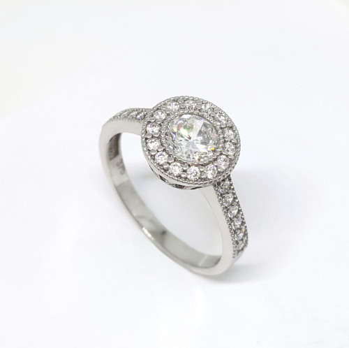 1.14ct Clear Cubic Zirconia Engagement Ring in 9ct White Gold- Size P