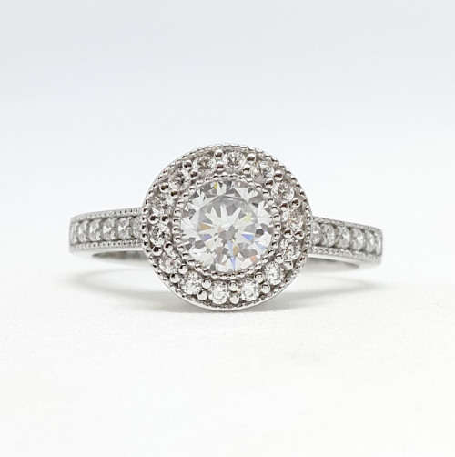 1.14ct Clear Cubic Zirconia Engagement Ring in 9ct White Gold- Size P