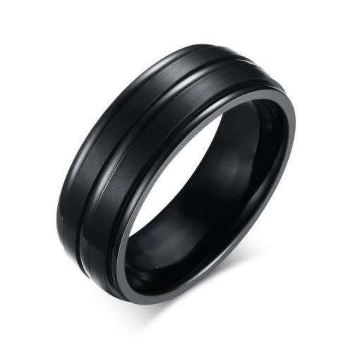 8mm Black Plated Stainless Steel Wedding Band