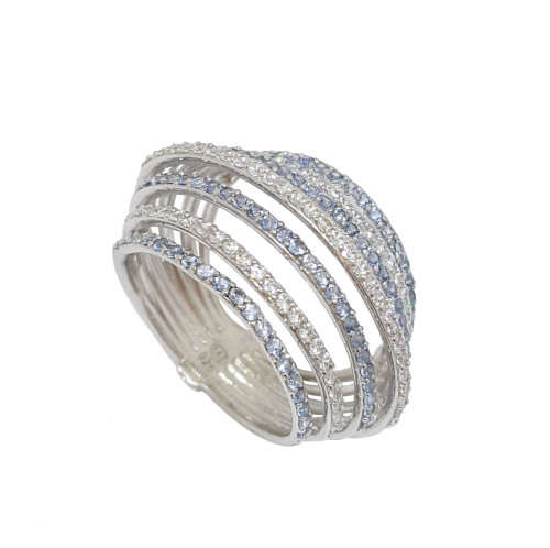 4.1ctw Clear and Light Blue Cubic Zirconia Dress Ring in 925 Sterling Silver- Size 6