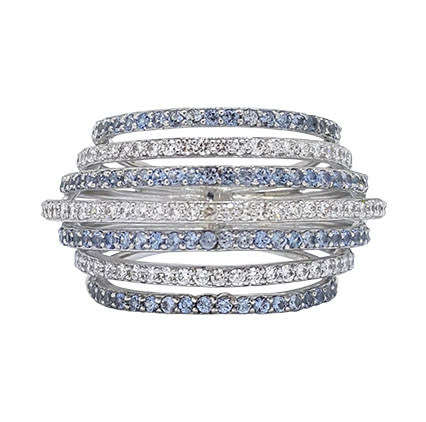 4.1ctw Clear and Light Blue Cubic Zirconia Dress Ring in 925 Sterling Silver- Size 6