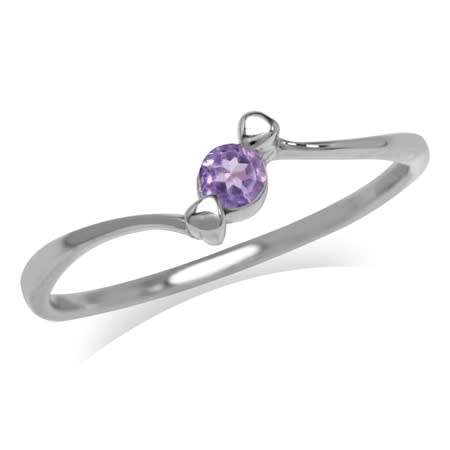 0.10ctw Natural Amethyst Ring in 925 Sterling Silver- Size 7
