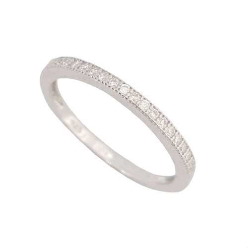 Cubic Zirconia Pave Eternity Band with Milgrain detail in 925 Sterling Silver- Size P