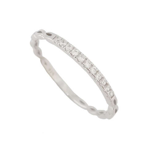 Cubic Zirconia Eternity Band with Infinity Detail in 925 Sterling Silver- Size 7.5