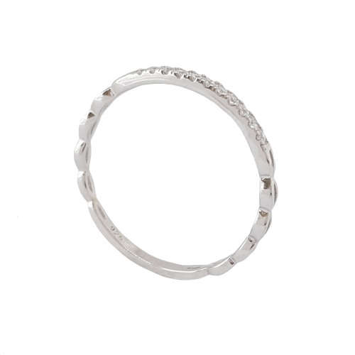 Cubic Zirconia Eternity Band with Infinity Detail in 925 Sterling Silver- Size 7.5