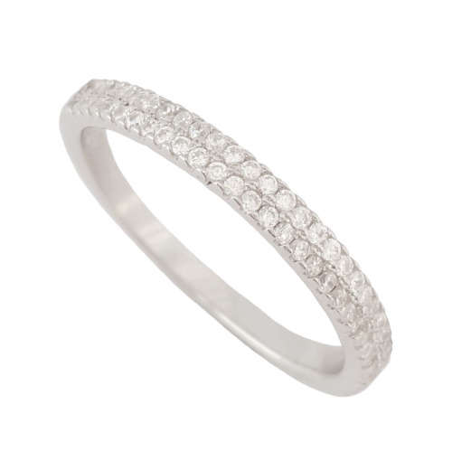 Double Row Cubic Zirconia Eternity Band in 925 Sterling Silver- Size 8.5