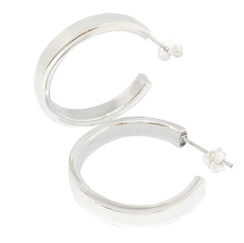 25mm Flat Hoop Style Earrings in 925 Sterling Silver
