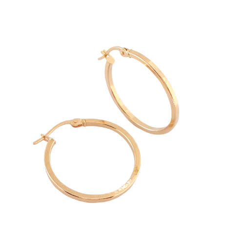 9ct Yellow Gold 20mm Square Style Round Hoop Earrings